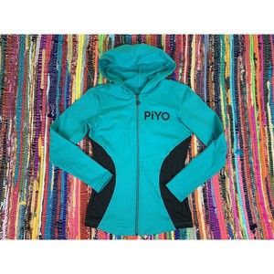 Women’s Beachbody Piyo Full Zip Hoodie Green Black Size S/P Long Sleeve